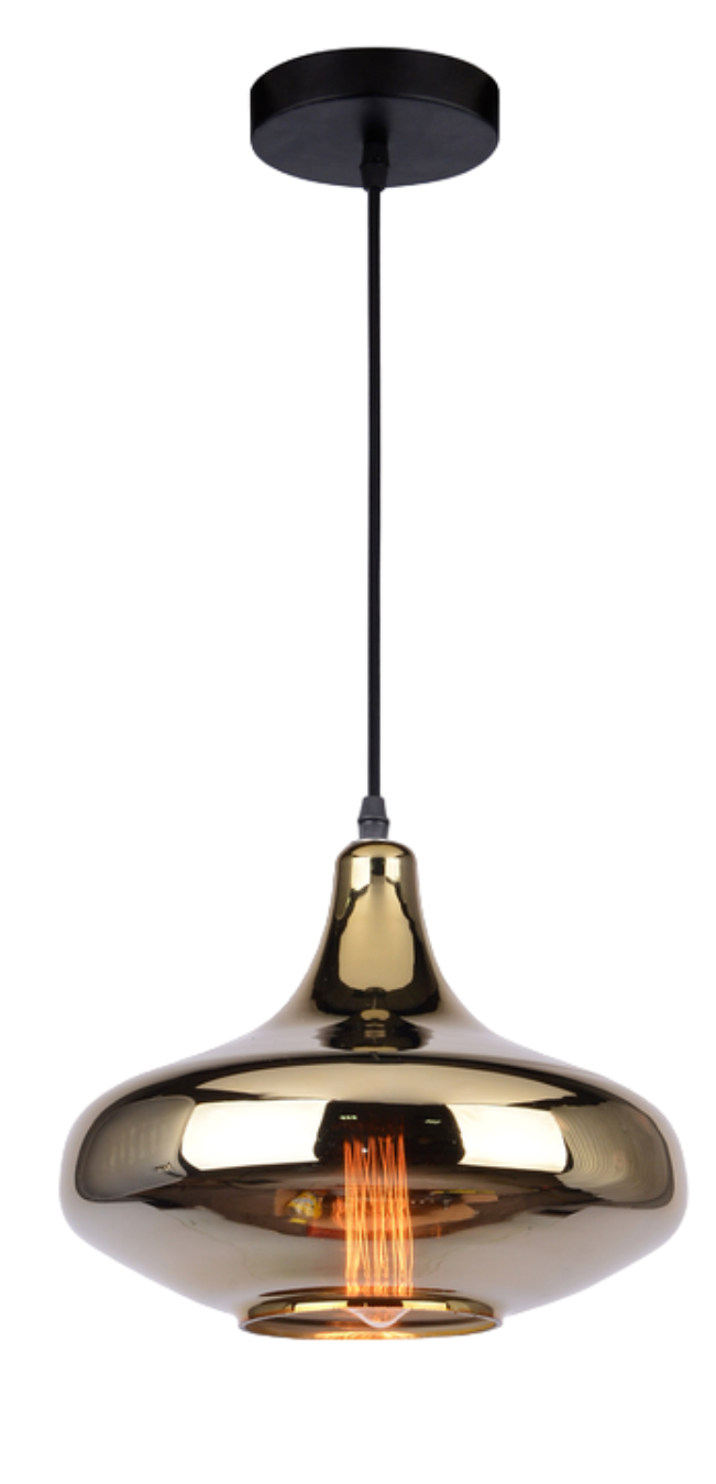 Luminária de teto pendente moderno Luna em vidro dourado Lustres Gênesis loja online de Lustres e Iluminação Decorativa